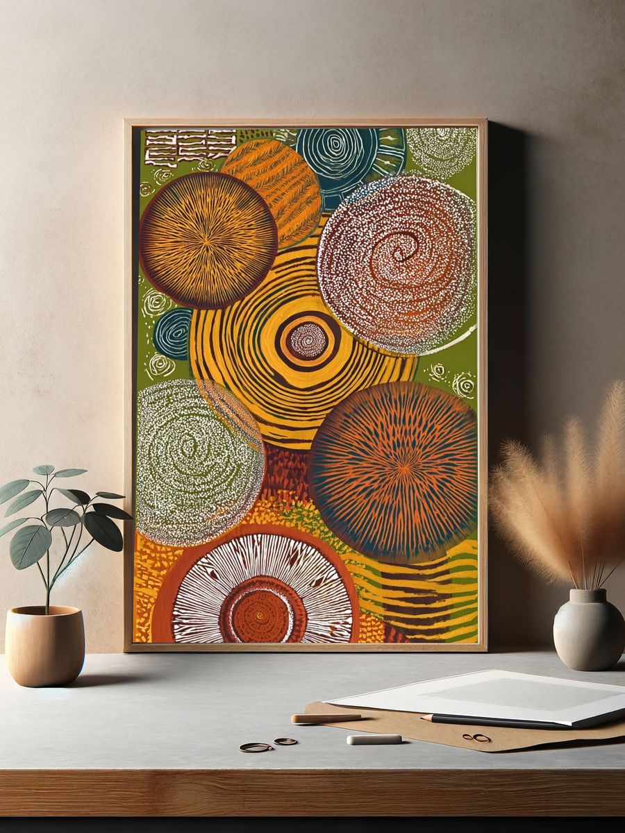 Colorful Abstract Circles Poster. — room view 2