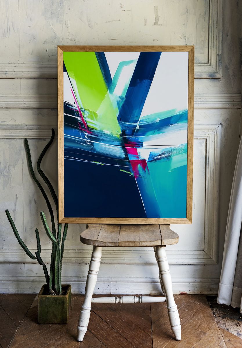 Abstract Colorful Lines Poster. — room view 1