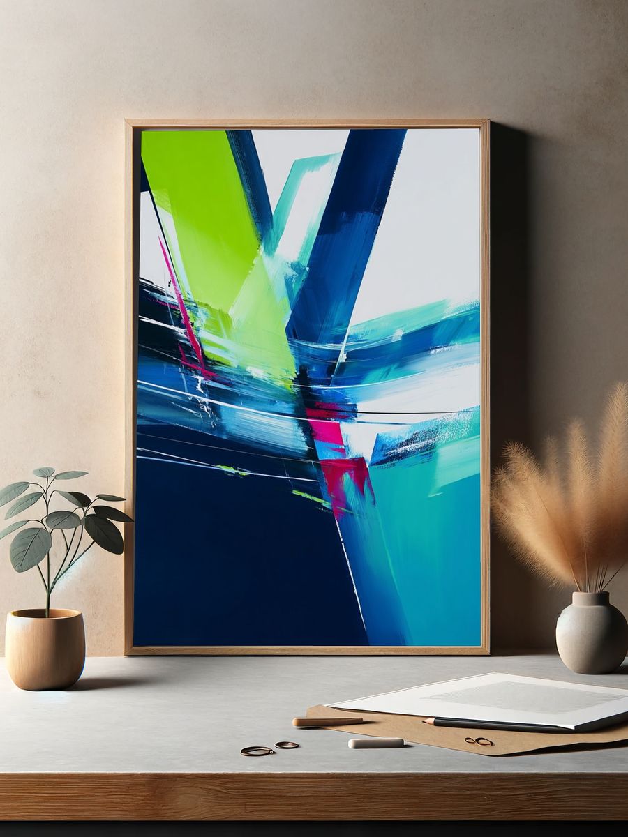 Abstract Colorful Lines Poster. — room view 2