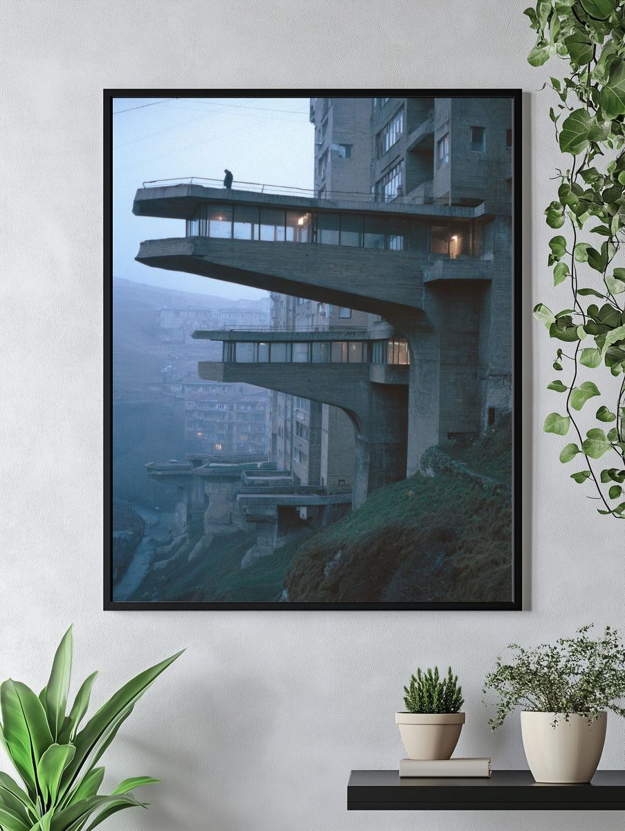 Brutalist Architecture at Dusk — Photography Print. — room view 4