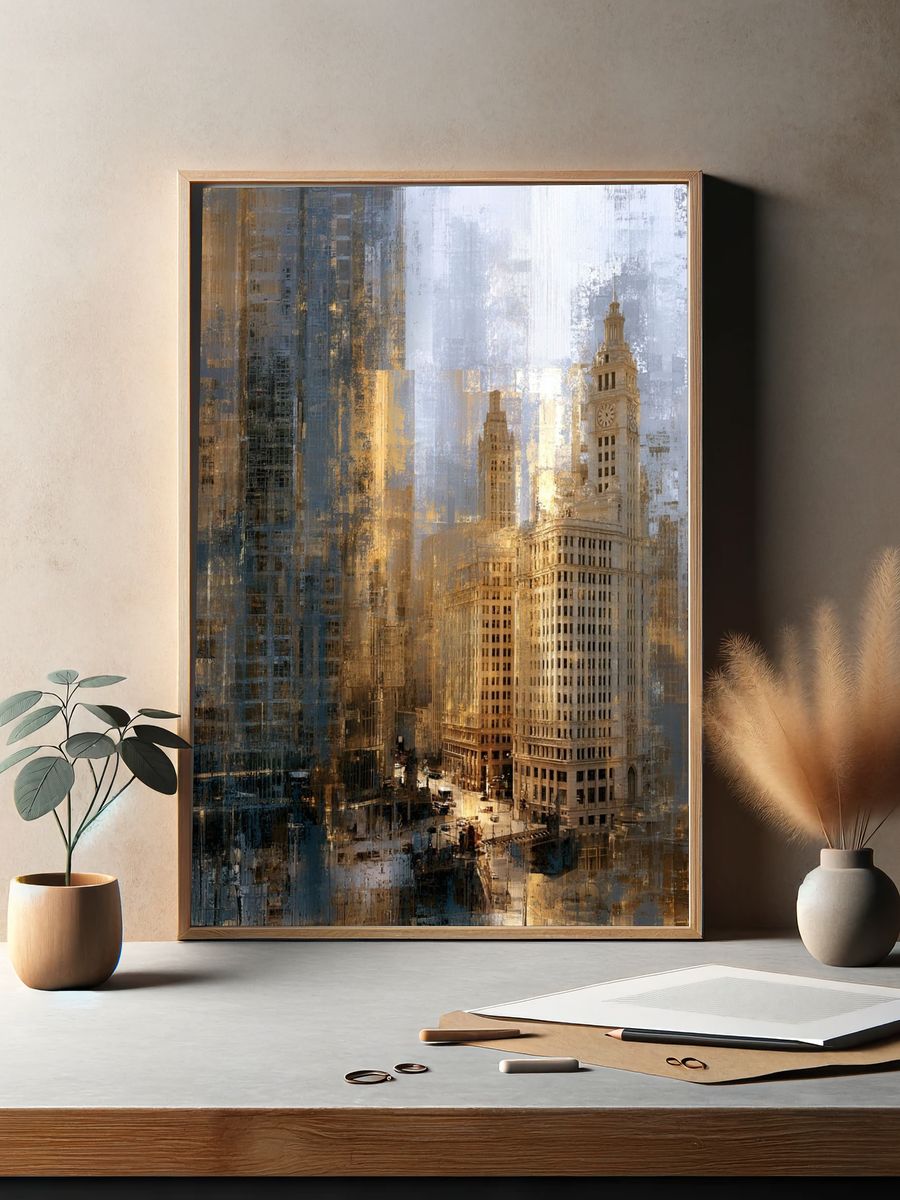 Urban Skyline — Abstract Print. — room view 2