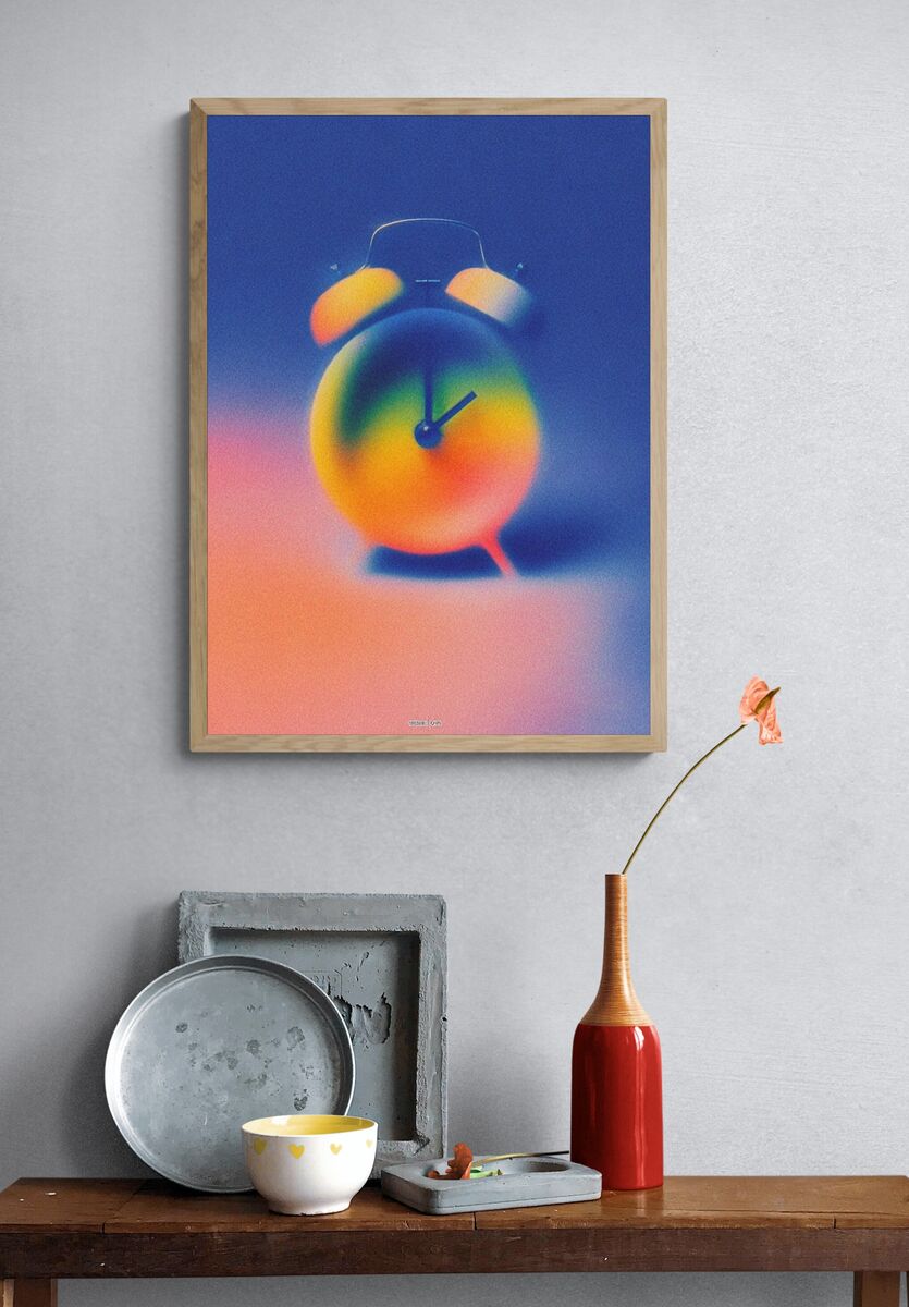 Colorful Alarm Clock — Abstract Print. — room view 3