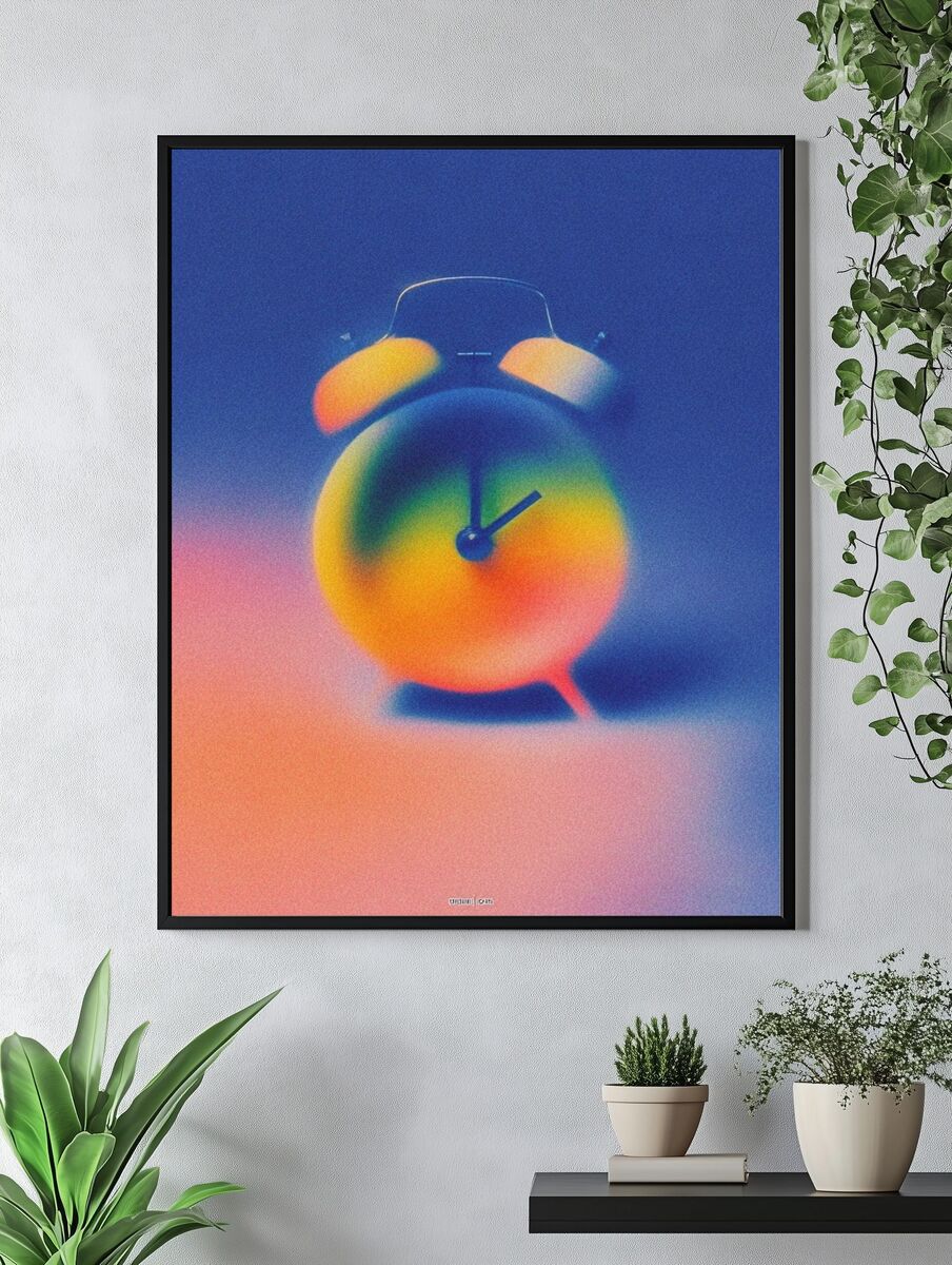 Colorful Alarm Clock — Abstract Print. — room view 4