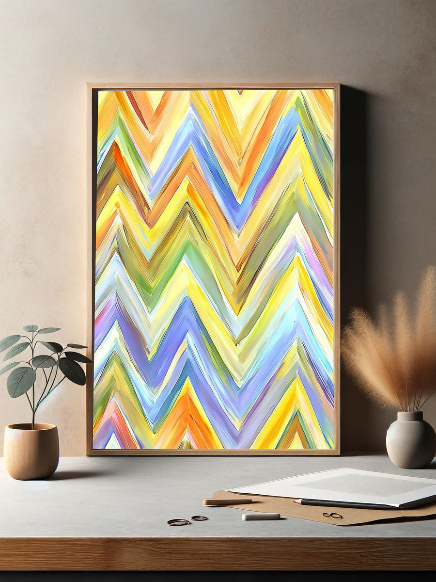 Colorful Chevron Abstract Poster. — room view 2