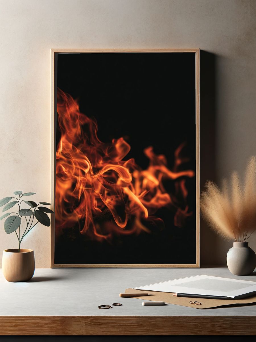 Ember Flames Abstract Poster. — room view 2