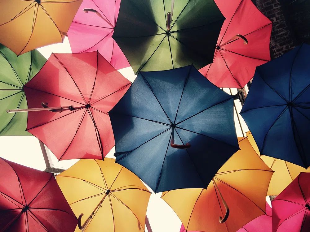Colorful Umbrella Canopy Poster. poster — abstract art