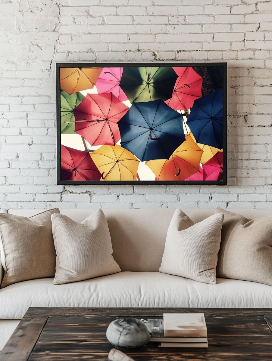 Colorful Umbrella Canopy Poster. — room view 1