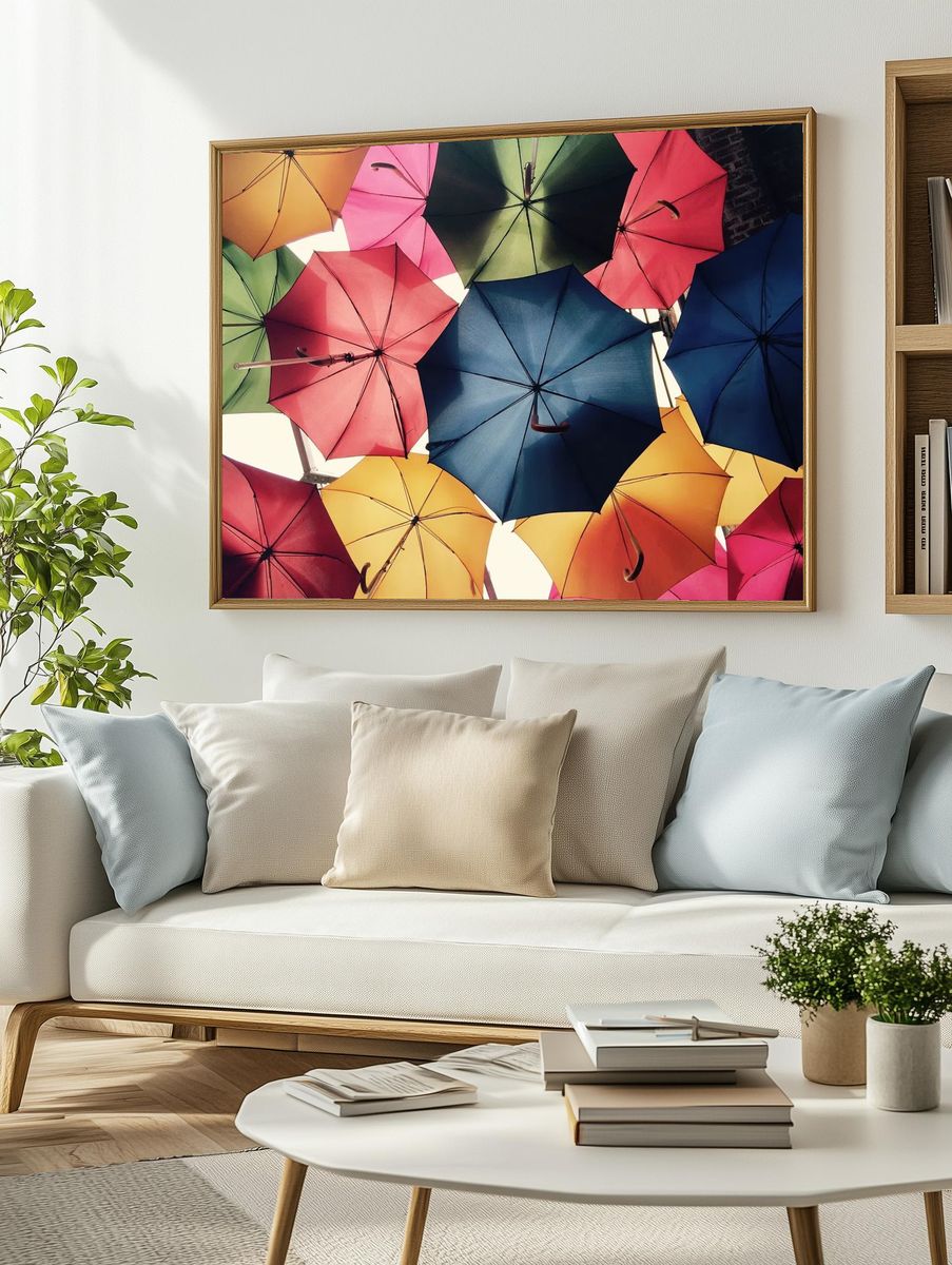 Colorful Umbrella Canopy Poster. — room view 2