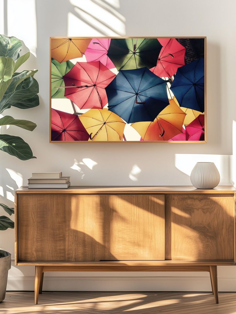 Colorful Umbrella Canopy Poster. — room view 3