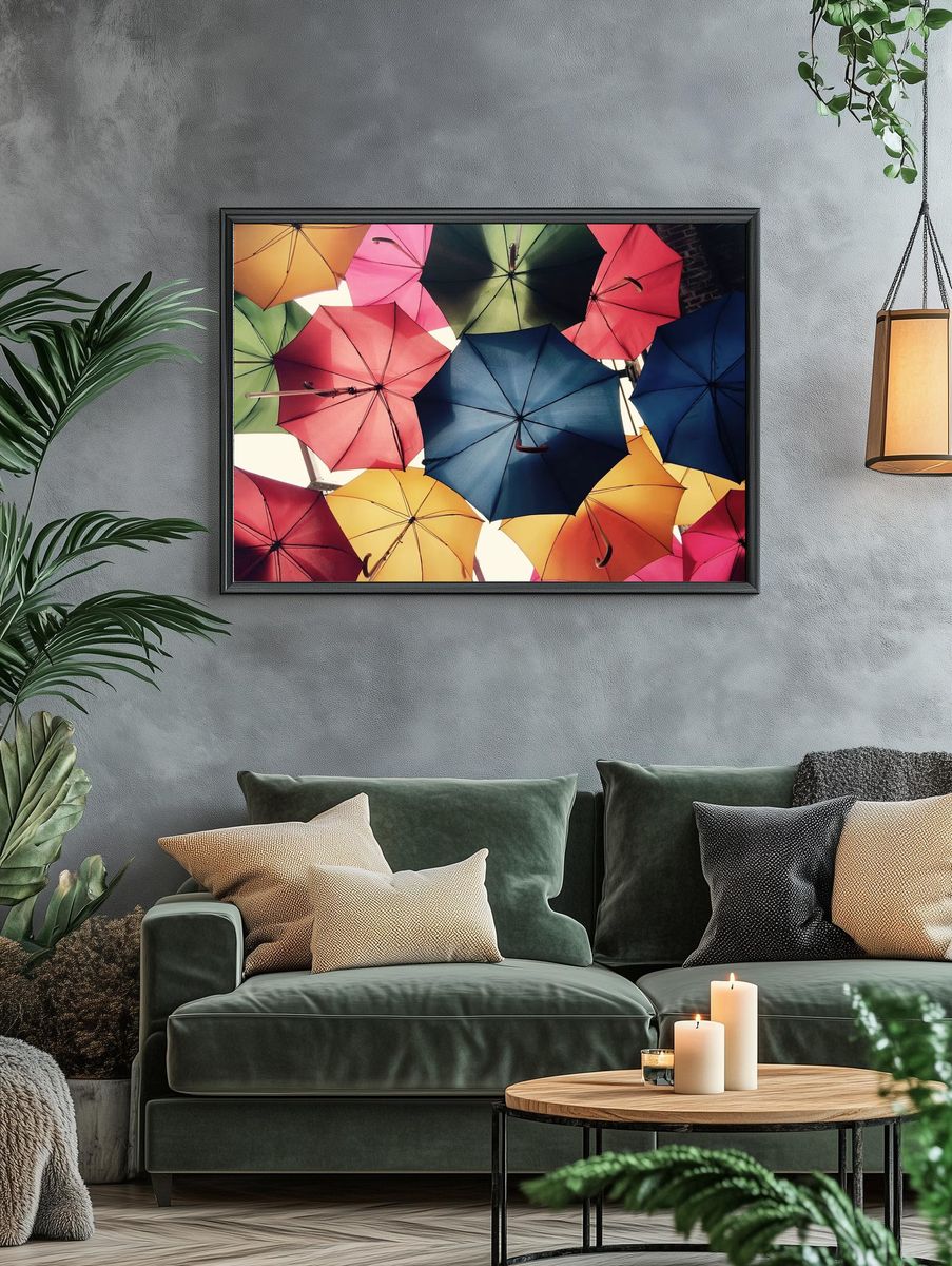 Colorful Umbrella Canopy Poster. — room view 4