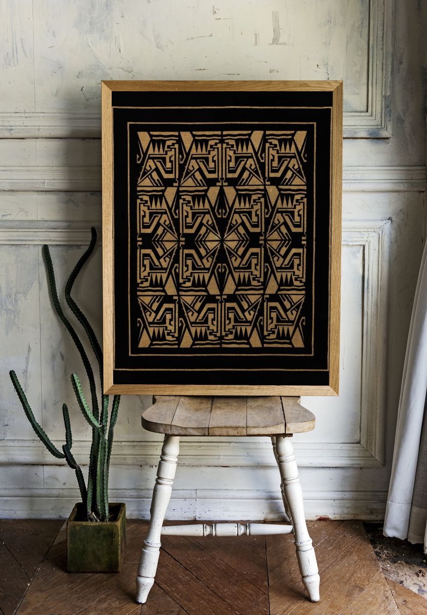 Geometric Black and Gold Pattern Poster. — room view 1