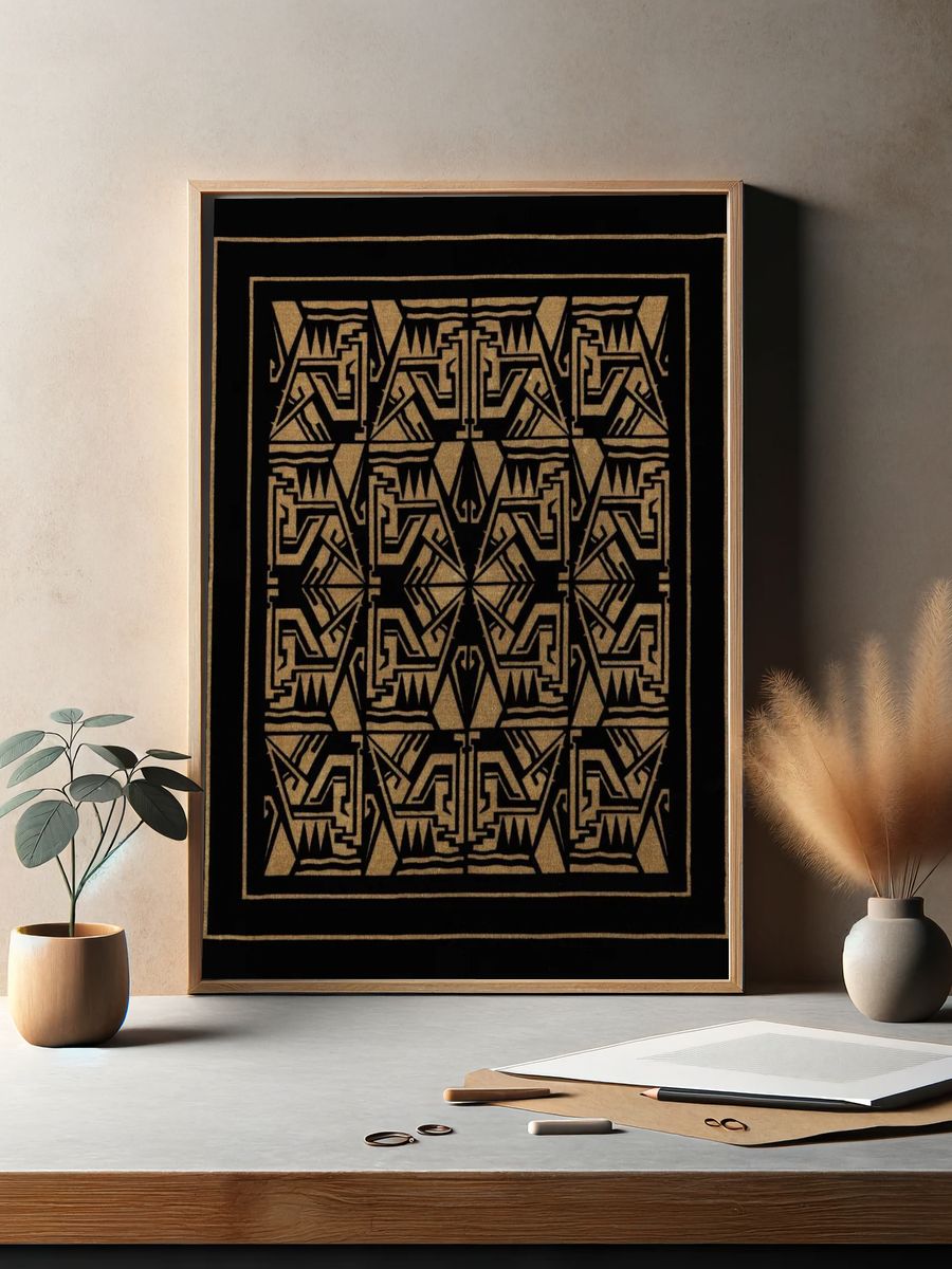Geometric Black and Gold Pattern Poster. — room view 2
