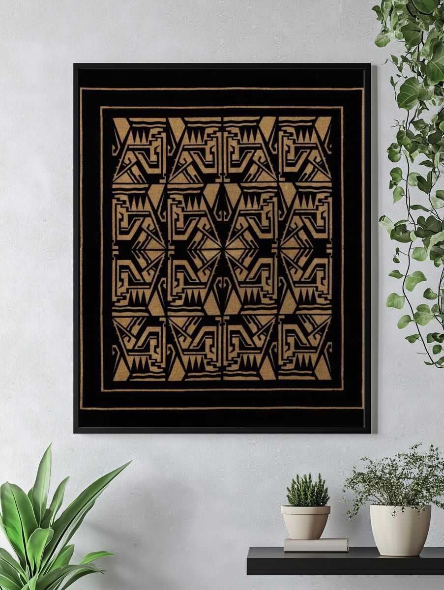 Geometric Black and Gold Pattern Poster. — room view 4