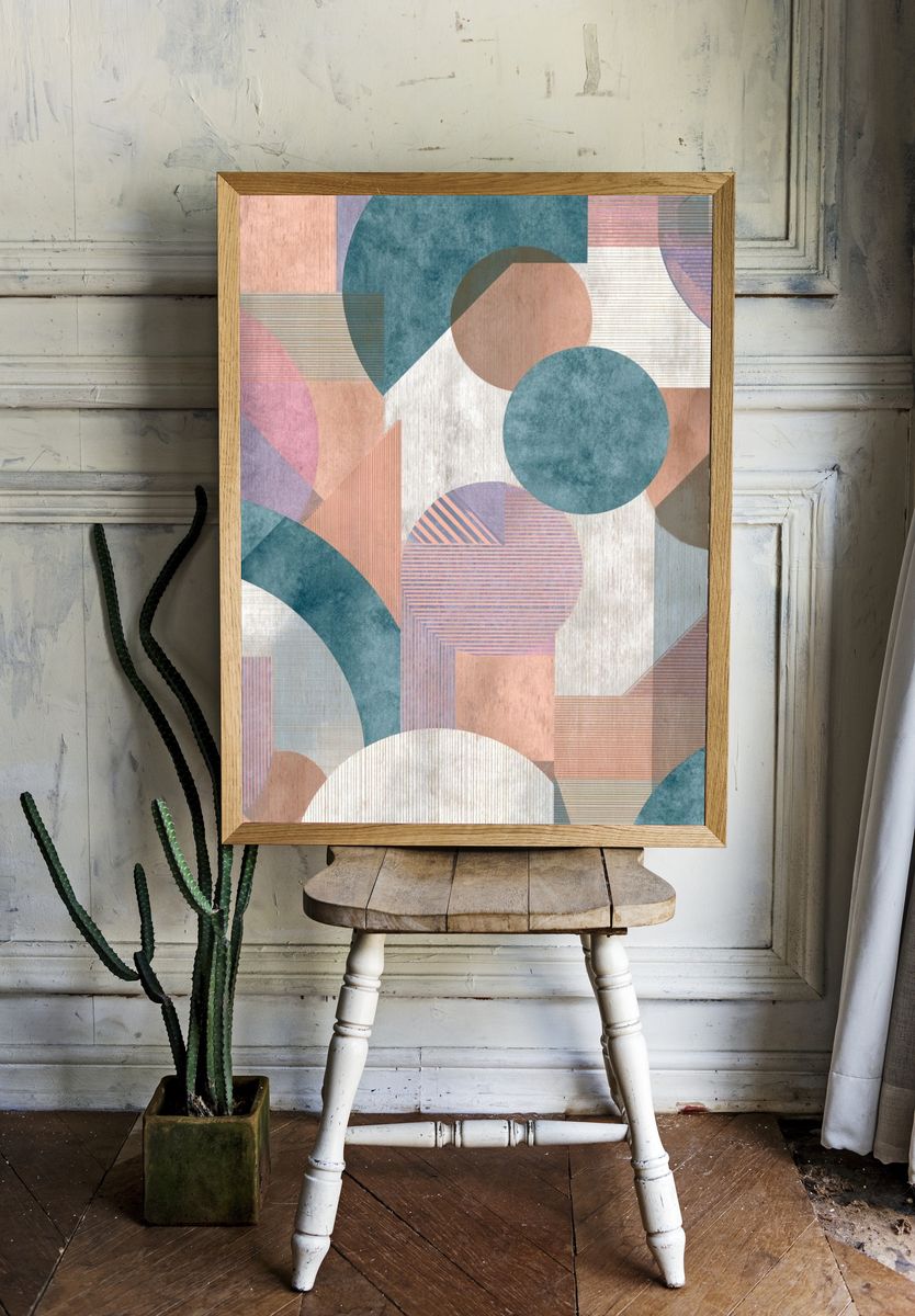 Pastel Geometric Abstract Poster. — room view 1
