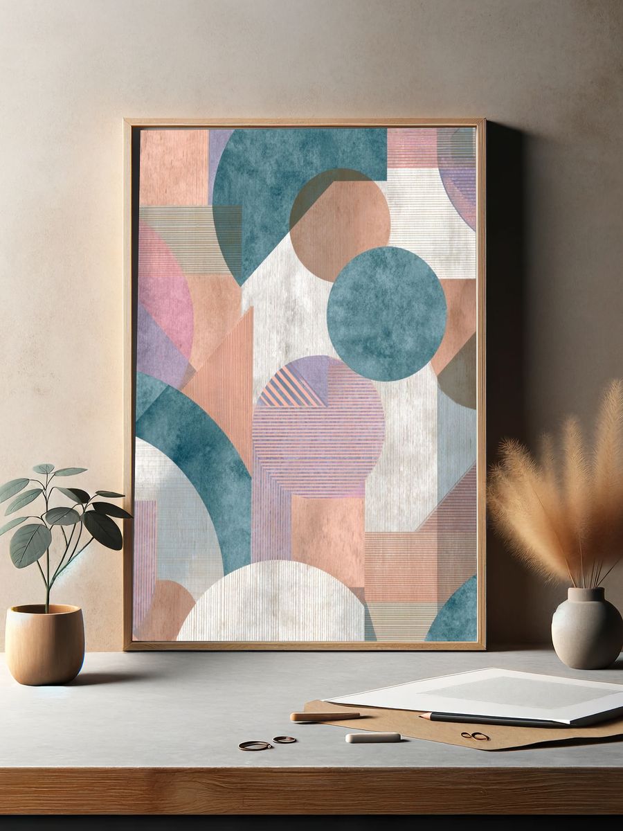 Pastel Geometric Abstract Poster. — room view 2