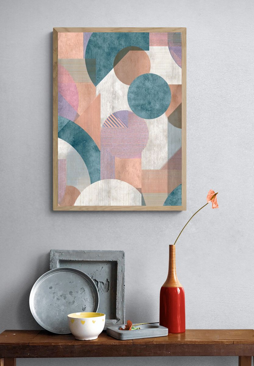 Pastel Geometric Abstract Poster. — room view 3