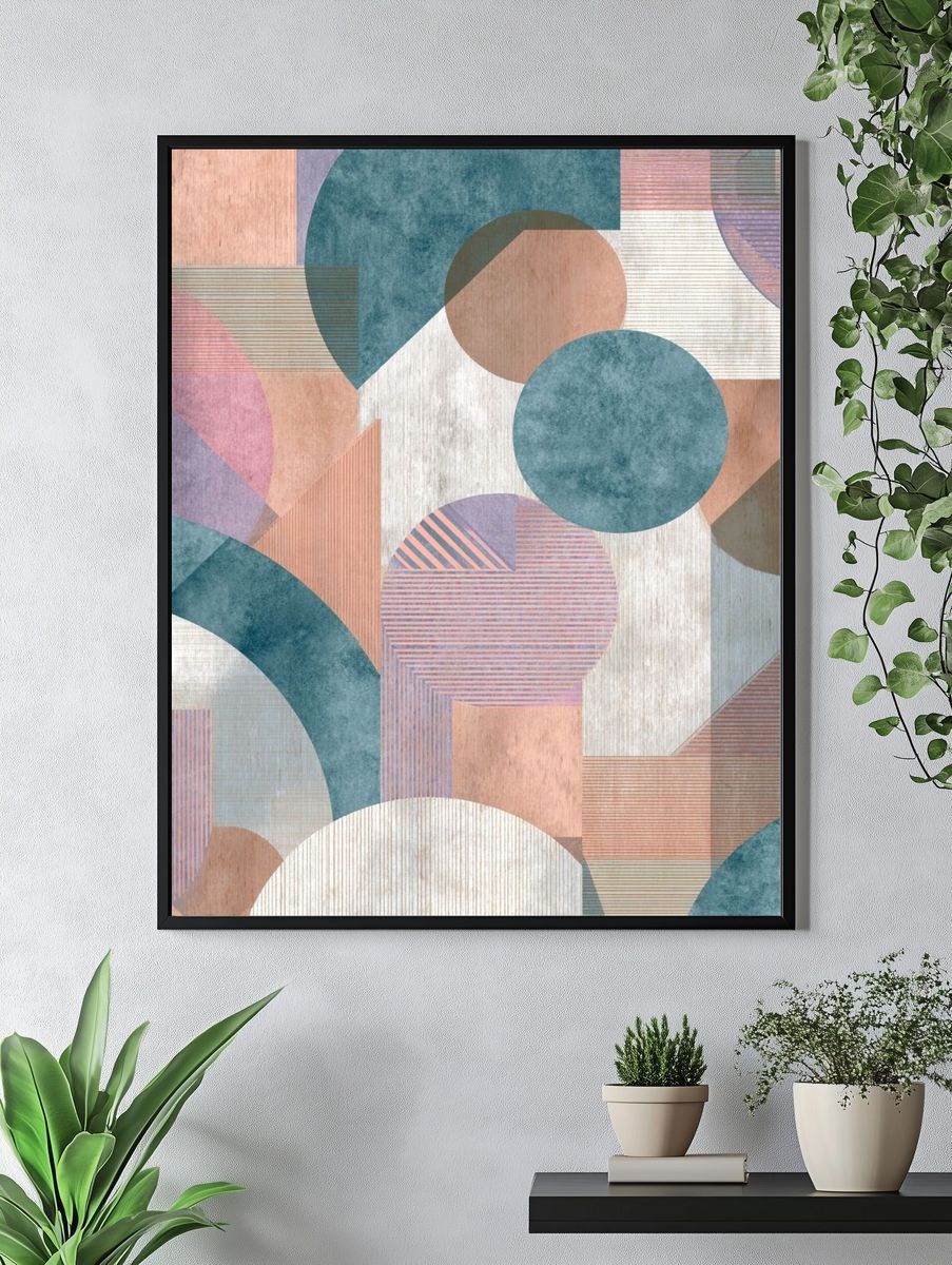 Pastel Geometric Abstract Poster. — room view 4