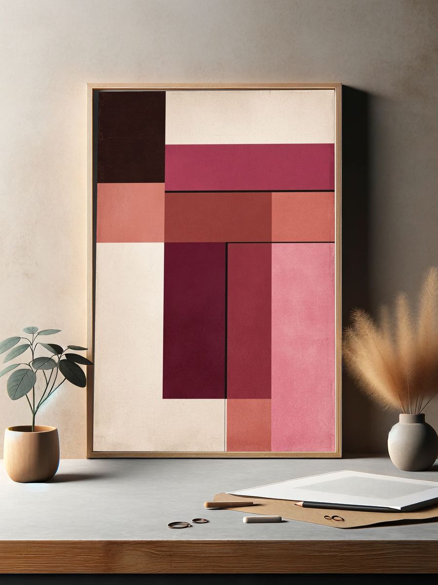 Geometric Rose Blocks Poster. — room view 2