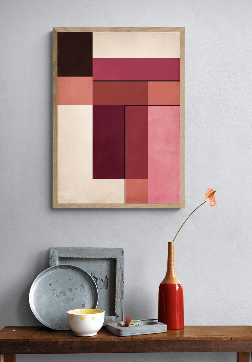 Geometric Rose Blocks Poster. — room view 3