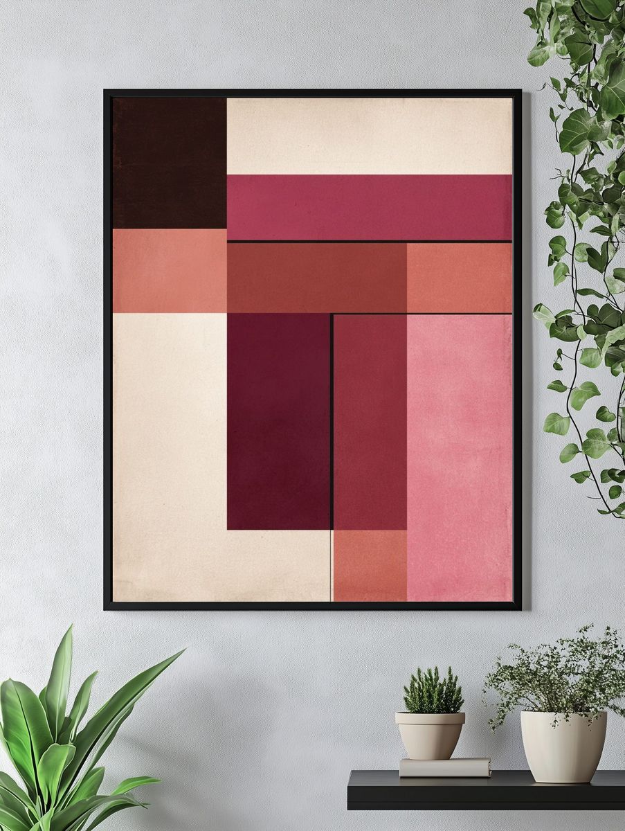 Geometric Rose Blocks Poster. — room view 4