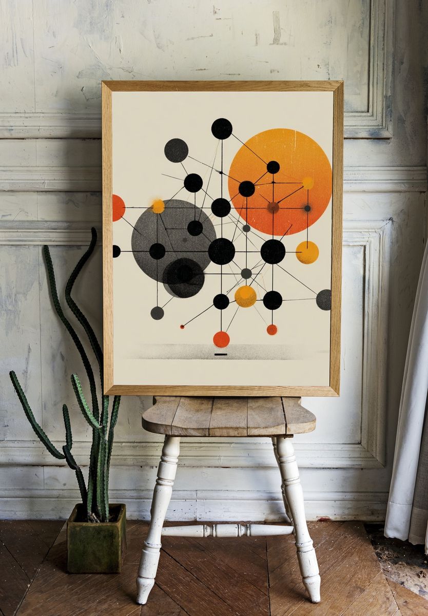Mid-Century Orbit Abstract Poster. — room view 1