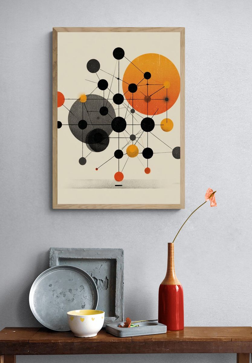 Mid-Century Orbit Abstract Poster. — room view 3