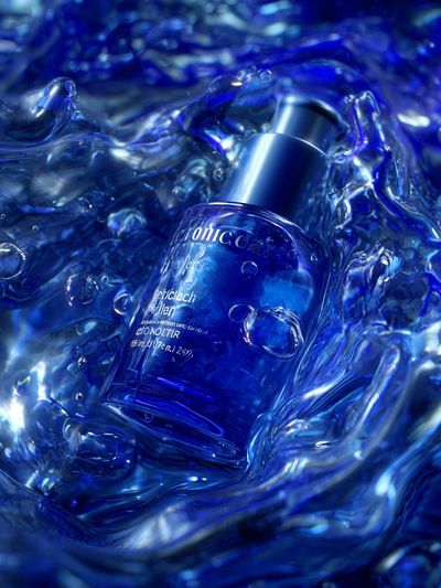 Blue Liquid Bottle Abstract Poster. poster