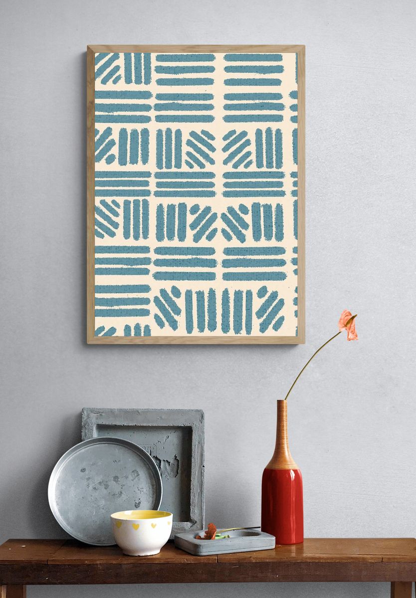 Geometric Blue Pattern Poster. — room view 3