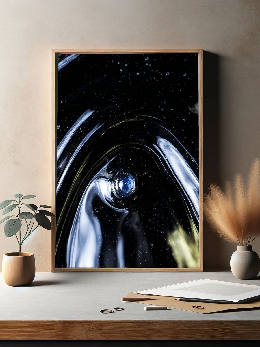 Cosmic Glass Swirl Abstract Poster. — room view 2