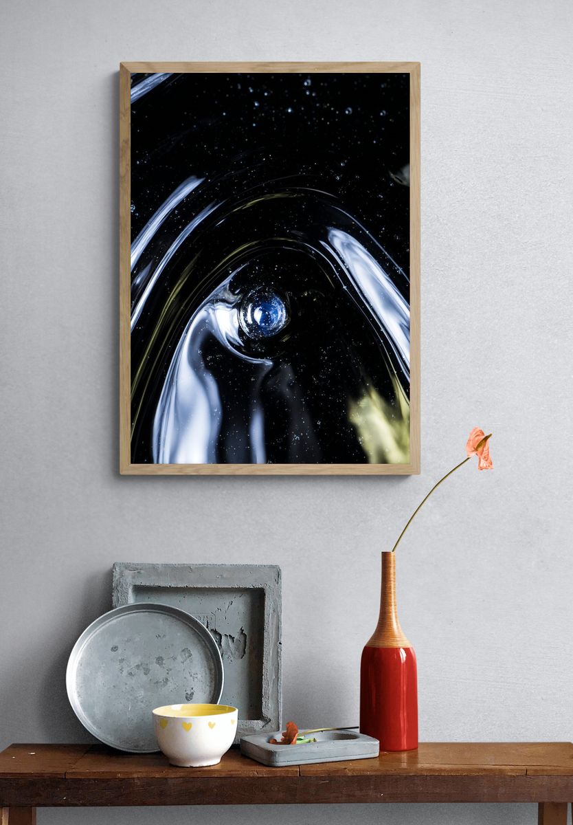Cosmic Glass Swirl Abstract Poster. — room view 3