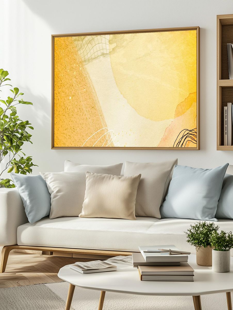 Abstract gold watercolor background. — room view 2