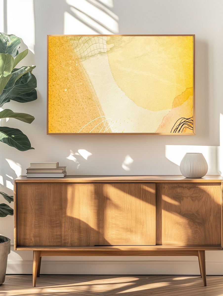 Abstract gold watercolor background. — room view 3