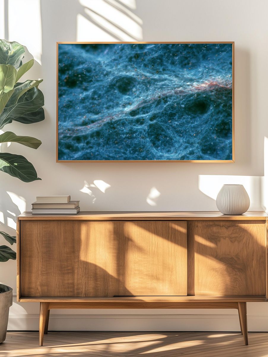 Blue Nebula Abstract Print. — room view 3