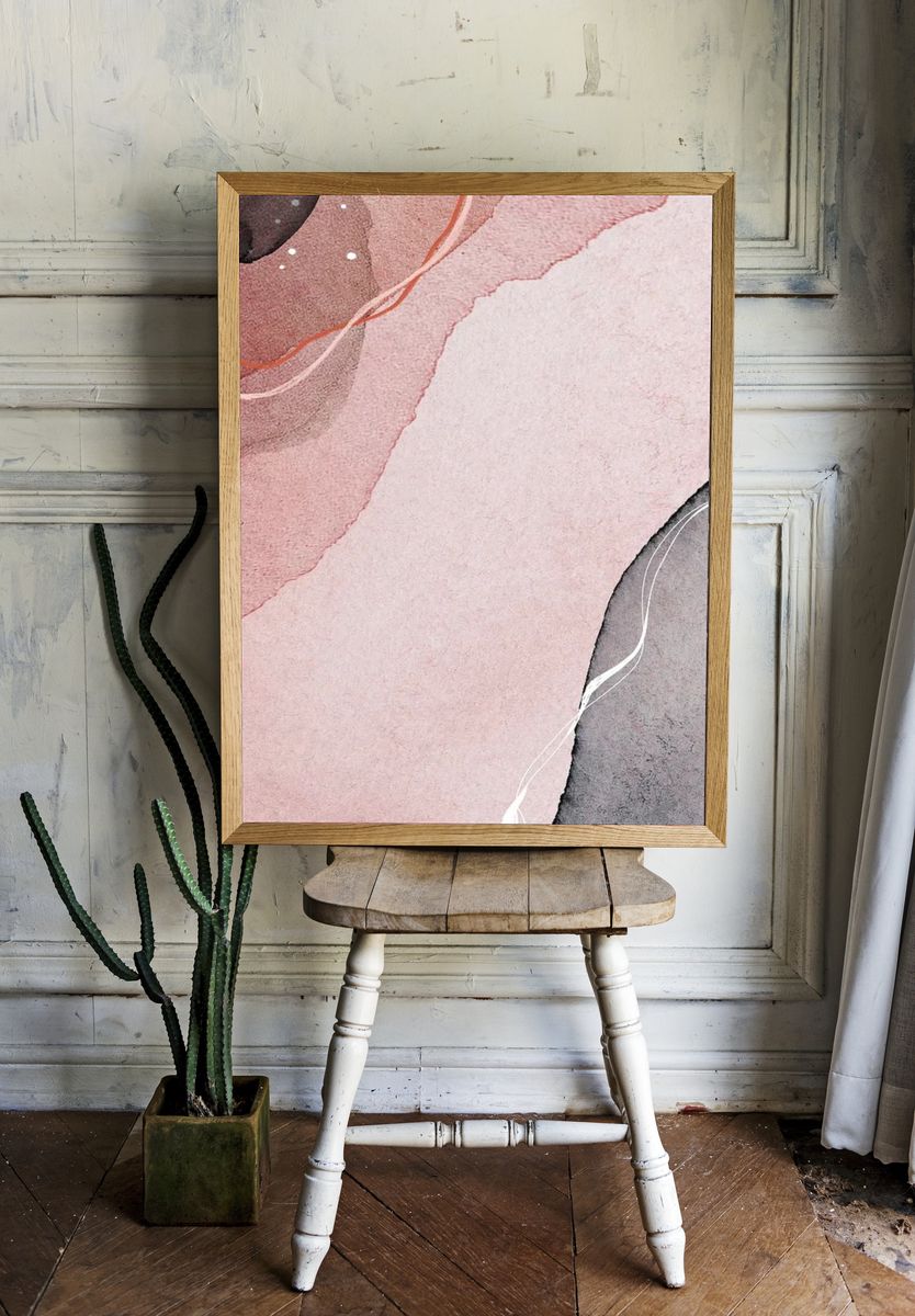Earth tone abstract painting mobile. — room view 1