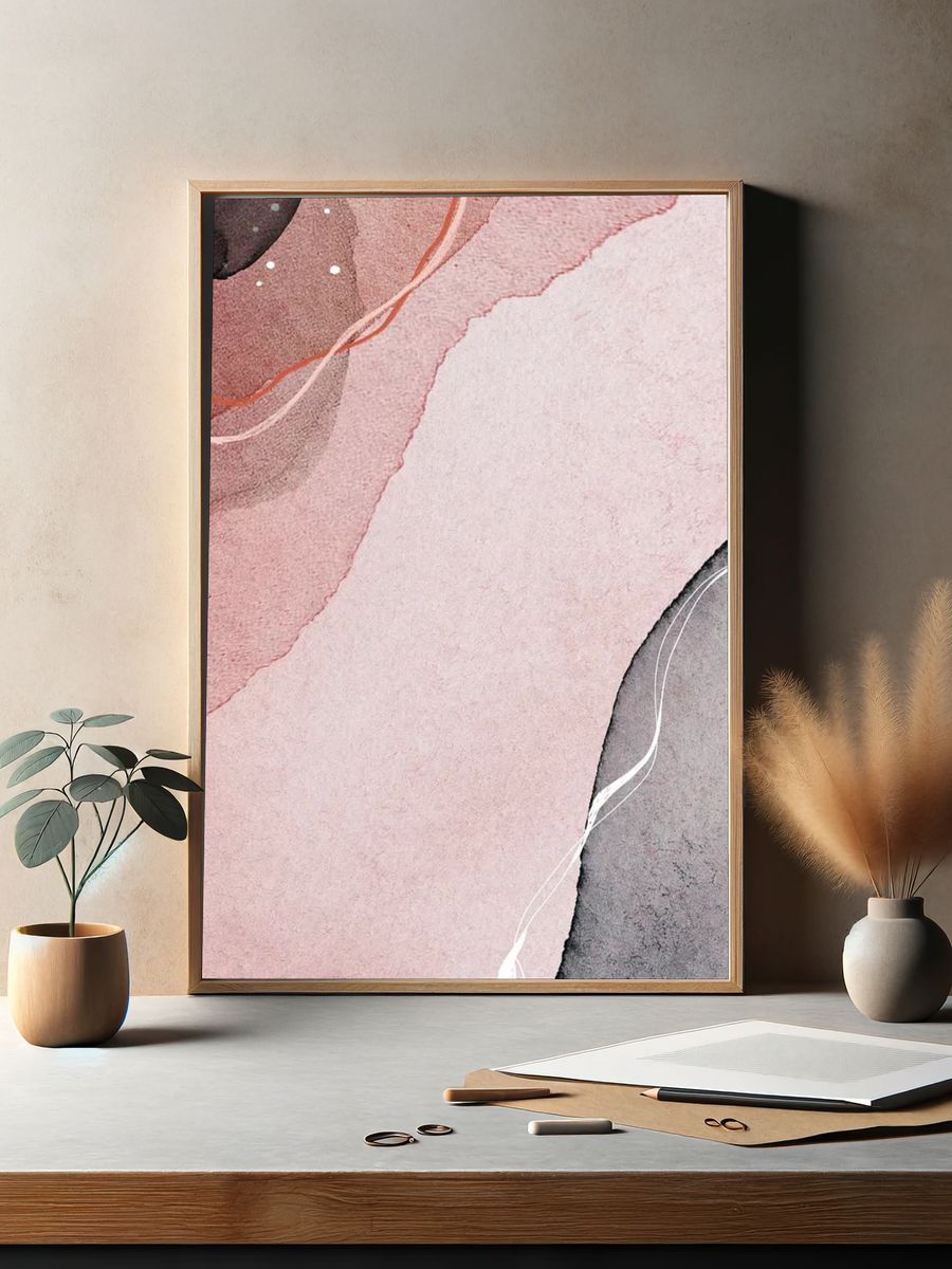 Earth tone abstract painting mobile. — room view 2