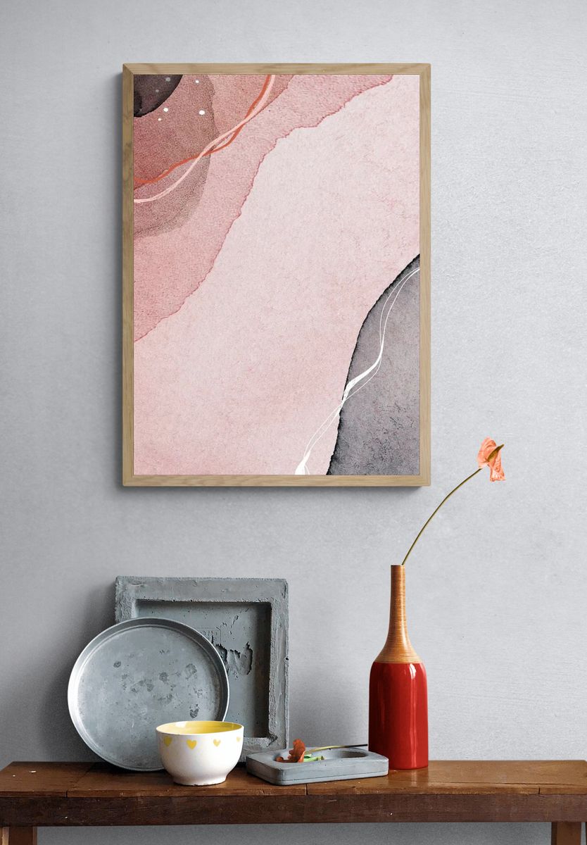 Earth tone abstract painting mobile. — room view 3