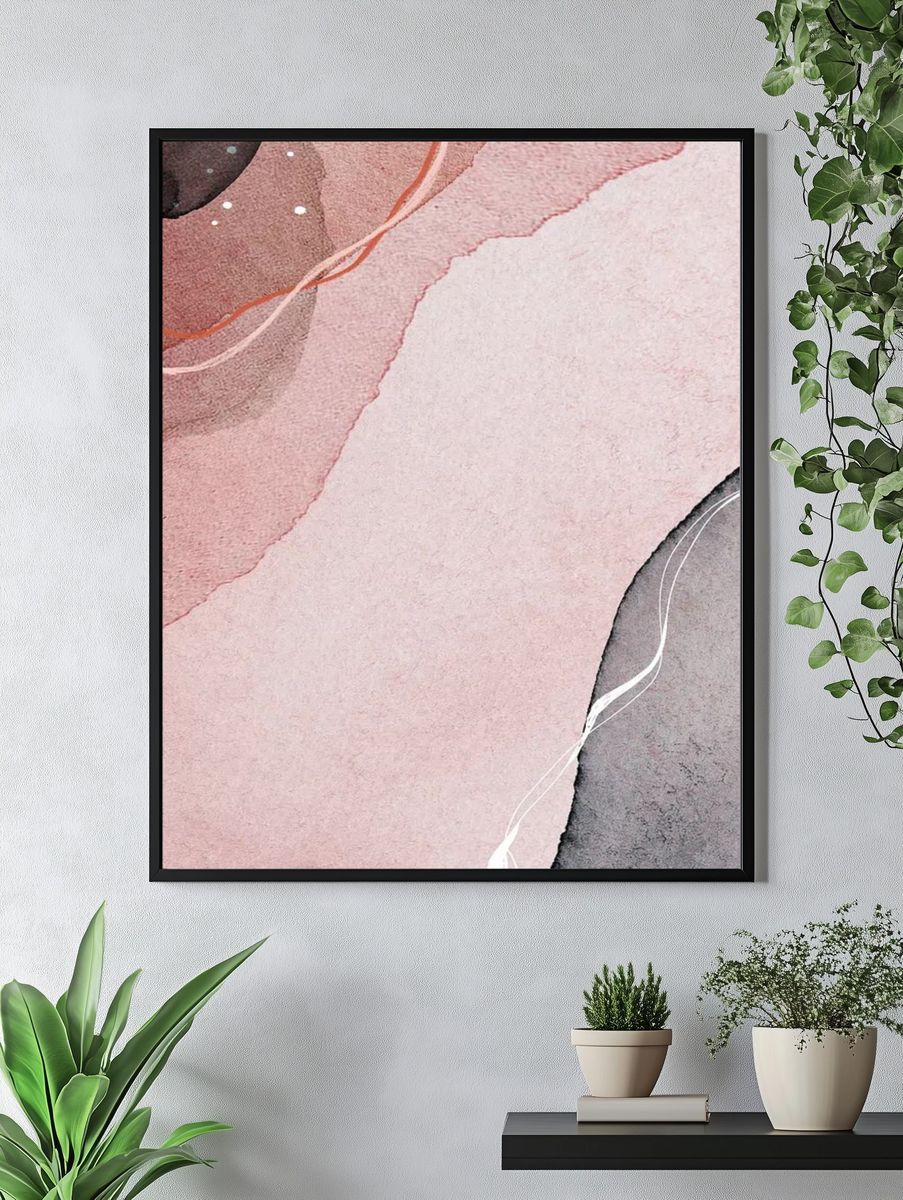 Earth tone abstract painting mobile. — room view 4