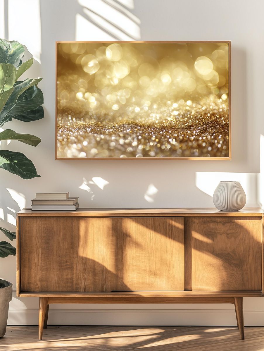 Golden Glitter Bokeh Abstract Poster. — room view 3