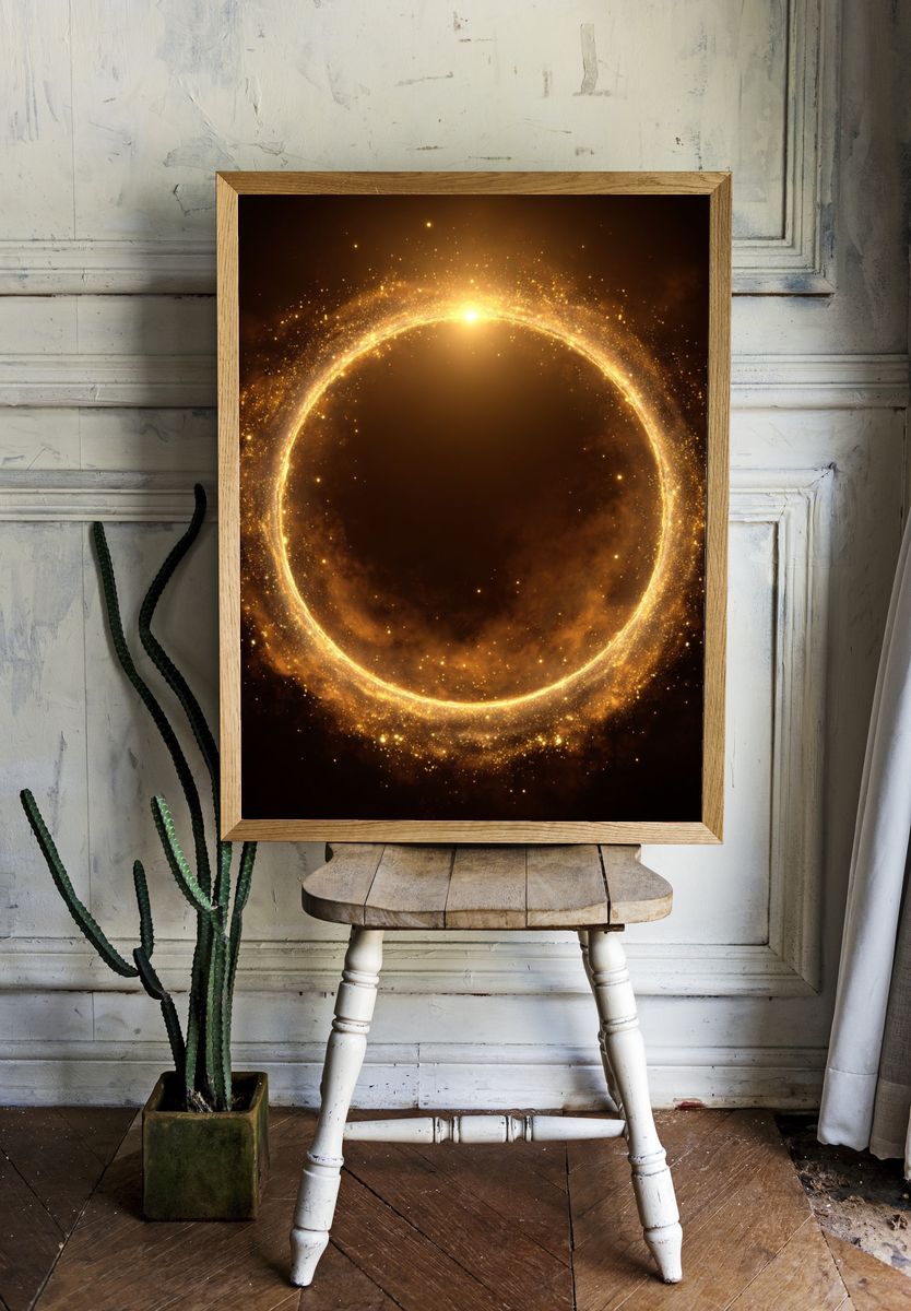 Golden Eclipse Abstract Poster. — room view 1