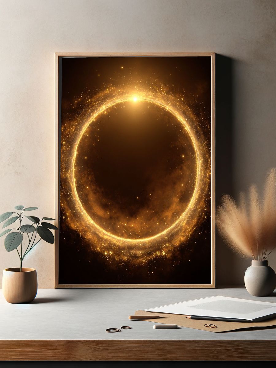 Golden Eclipse Abstract Poster. — room view 2