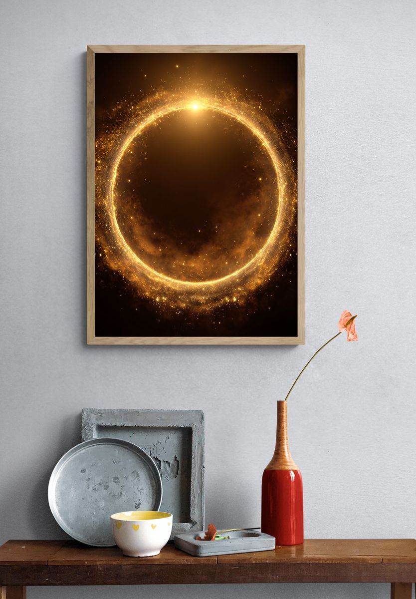 Golden Eclipse Abstract Poster. — room view 3