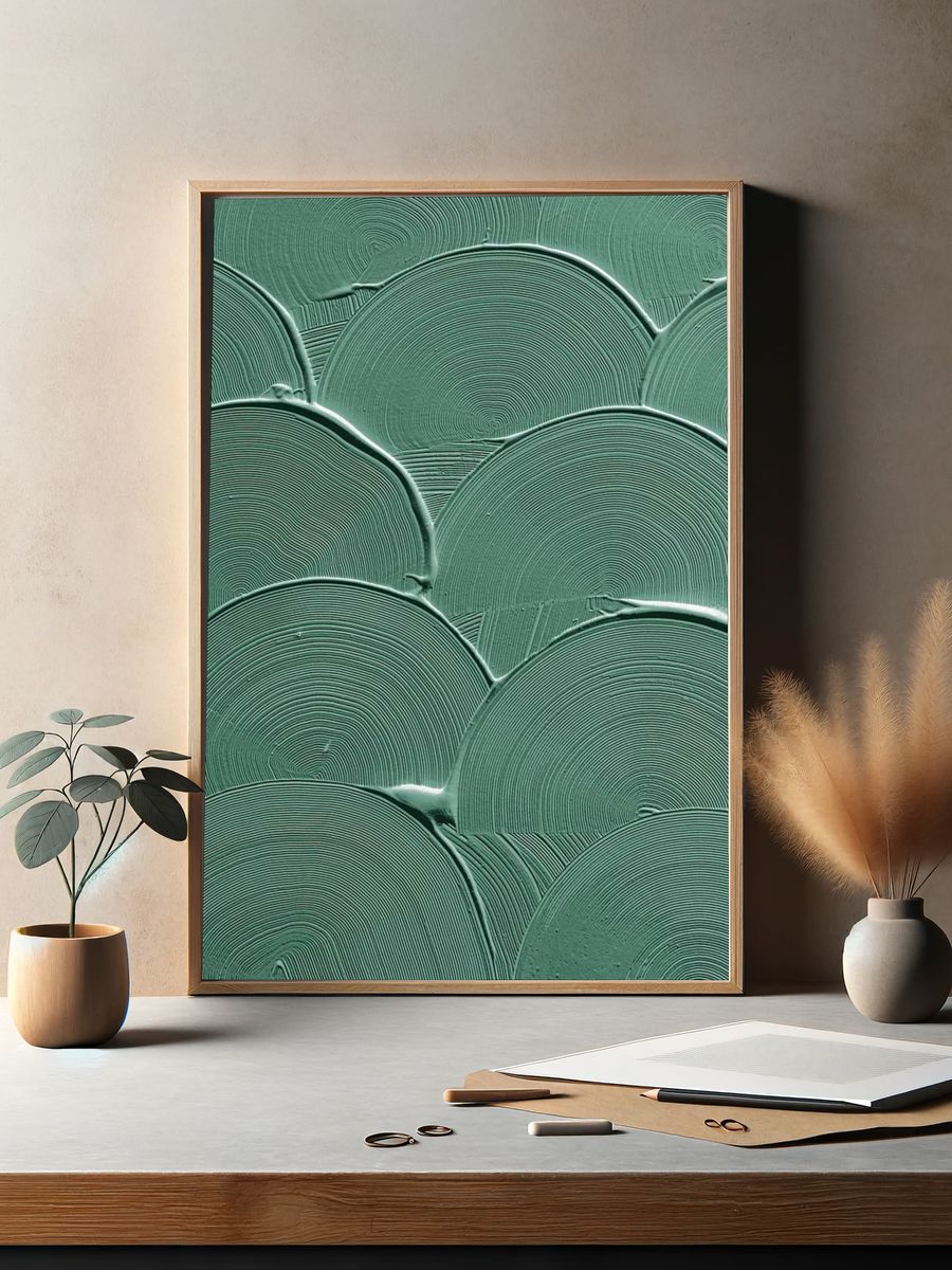 Green curve brush stroke texture. — room view 2