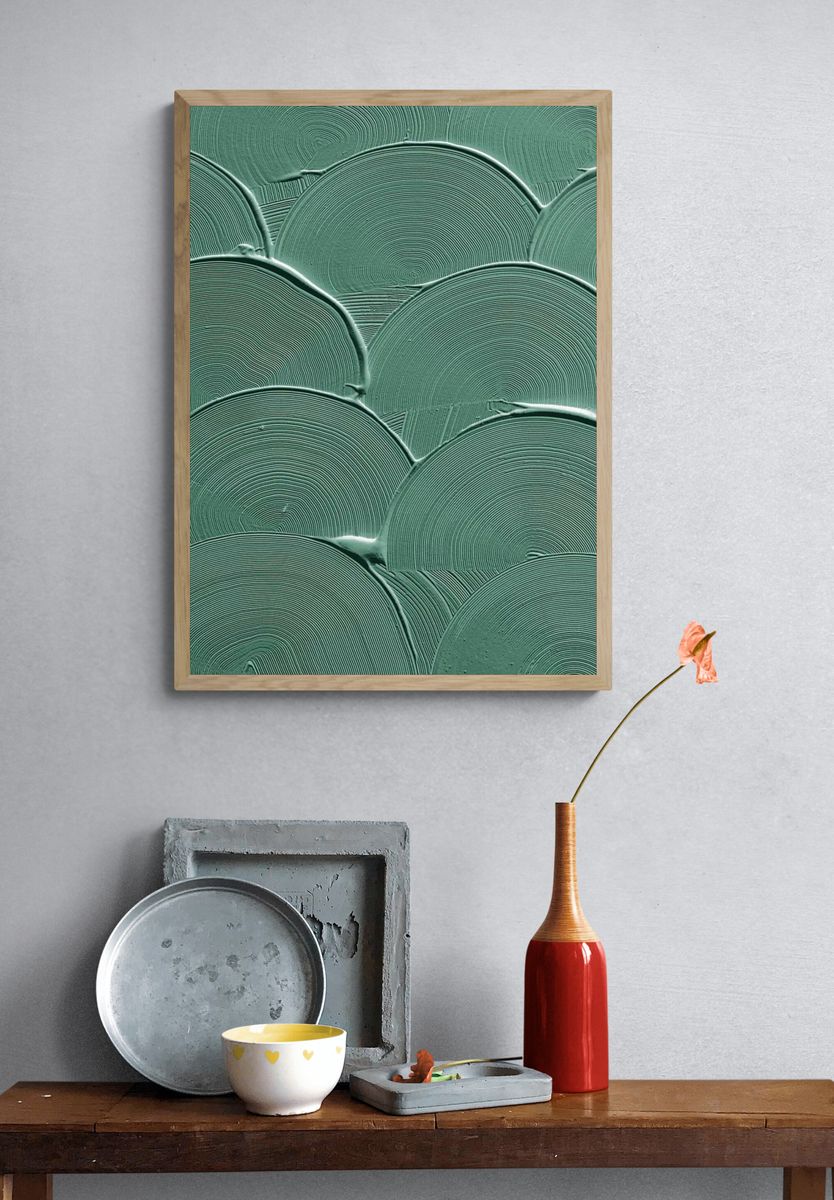 Green curve brush stroke texture. — room view 3