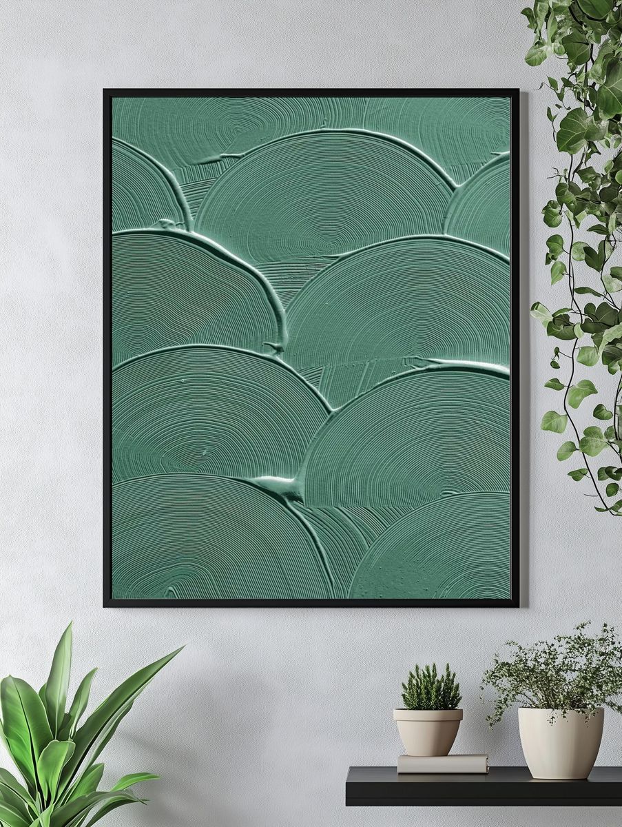 Green curve brush stroke texture. — room view 4
