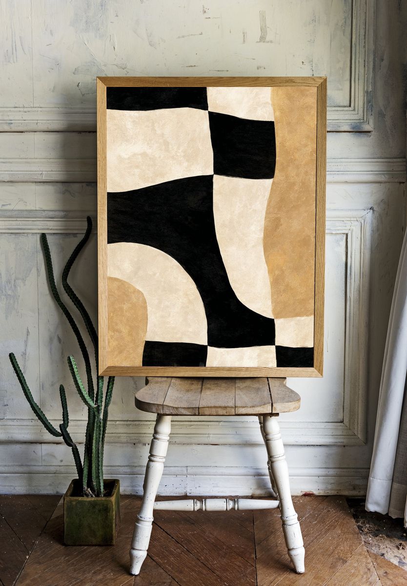 Abstract Curved Blocks Poster. — room view 1