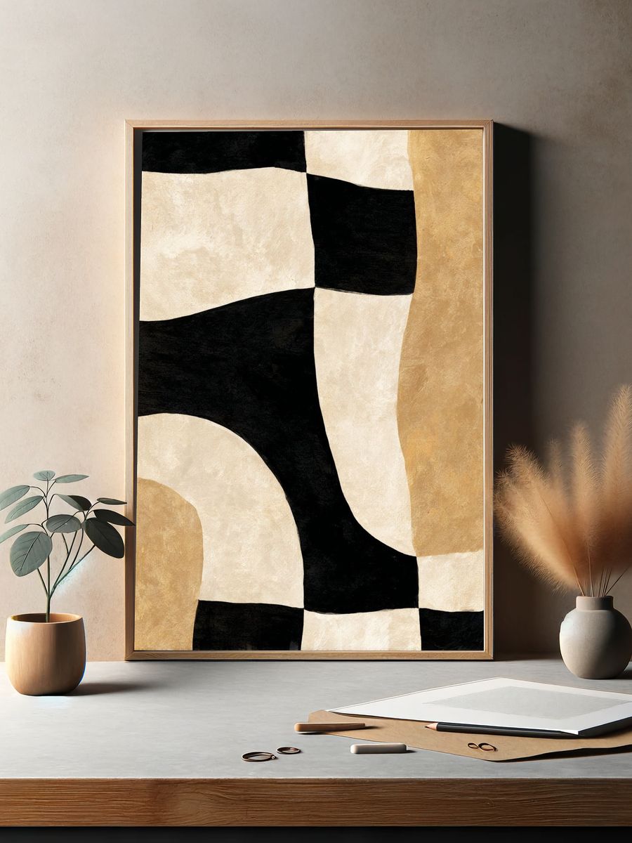 Abstract Curved Blocks Poster. — room view 2