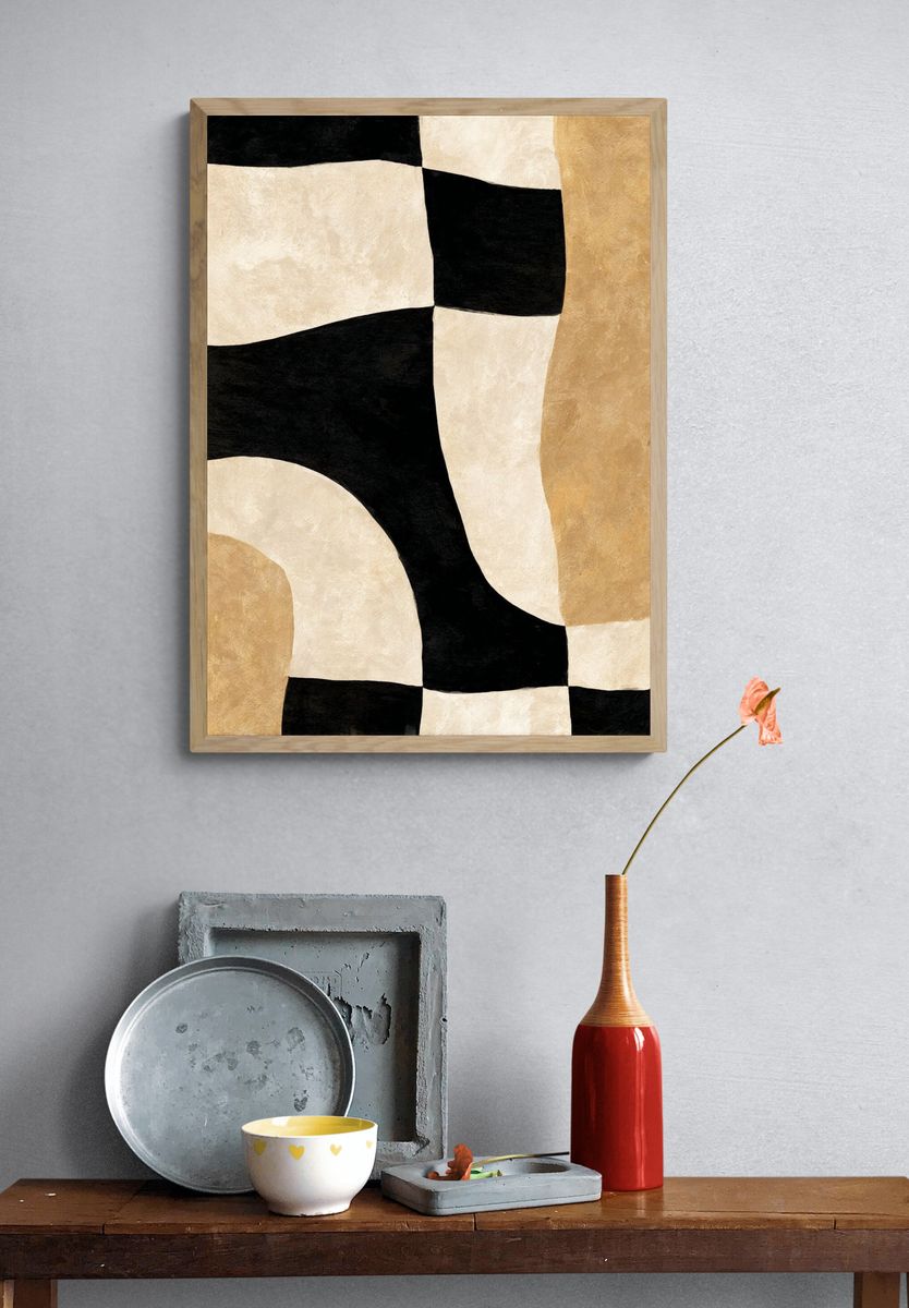 Abstract Curved Blocks Poster. — room view 3