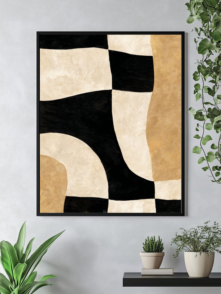 Abstract Curved Blocks Poster. — room view 4