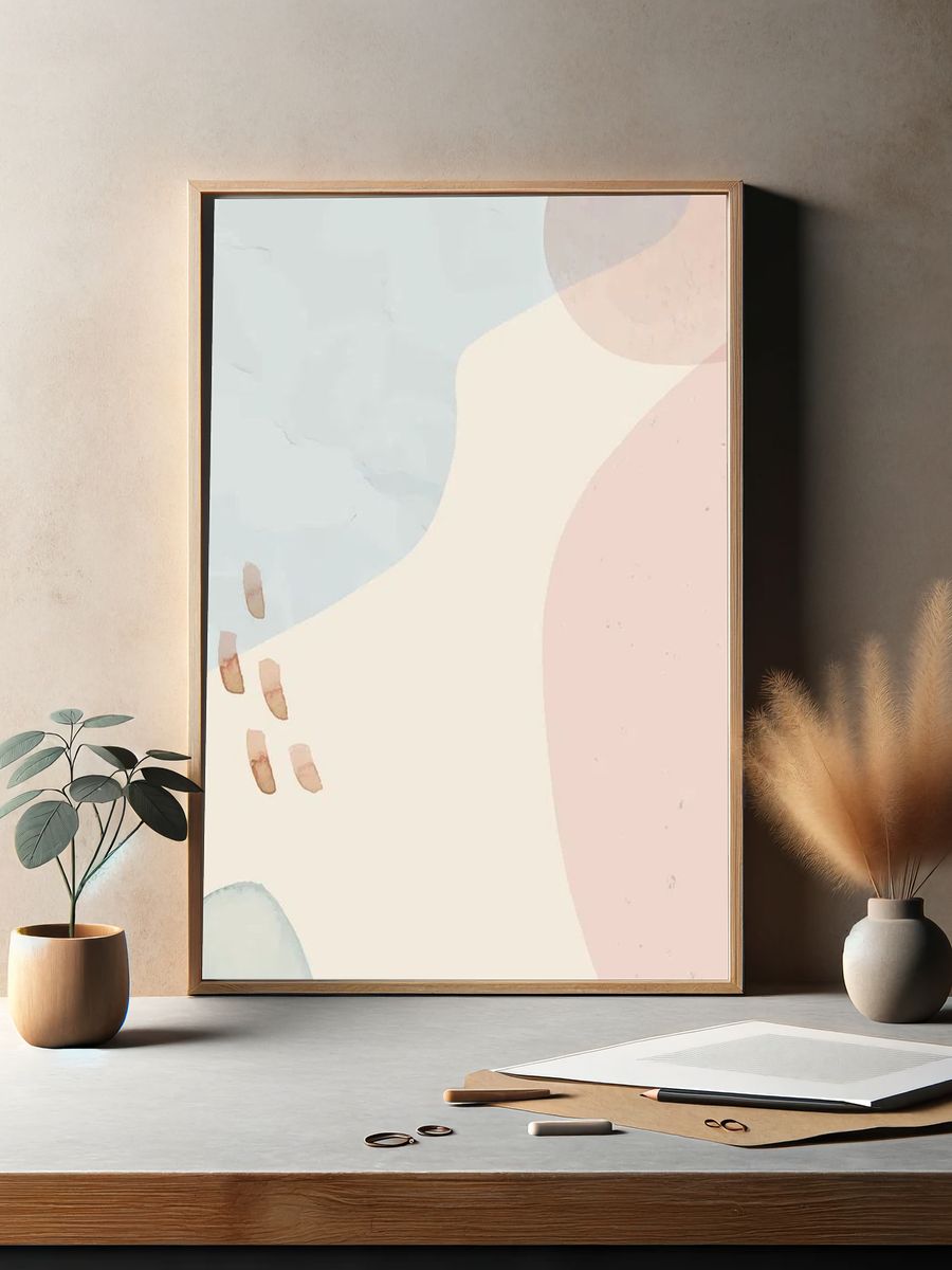 Neutral soft abstract watercolor background. — room view 2