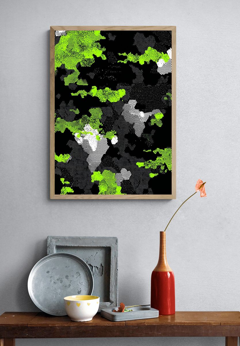 Neon Camouflage Abstract Poster. — room view 3
